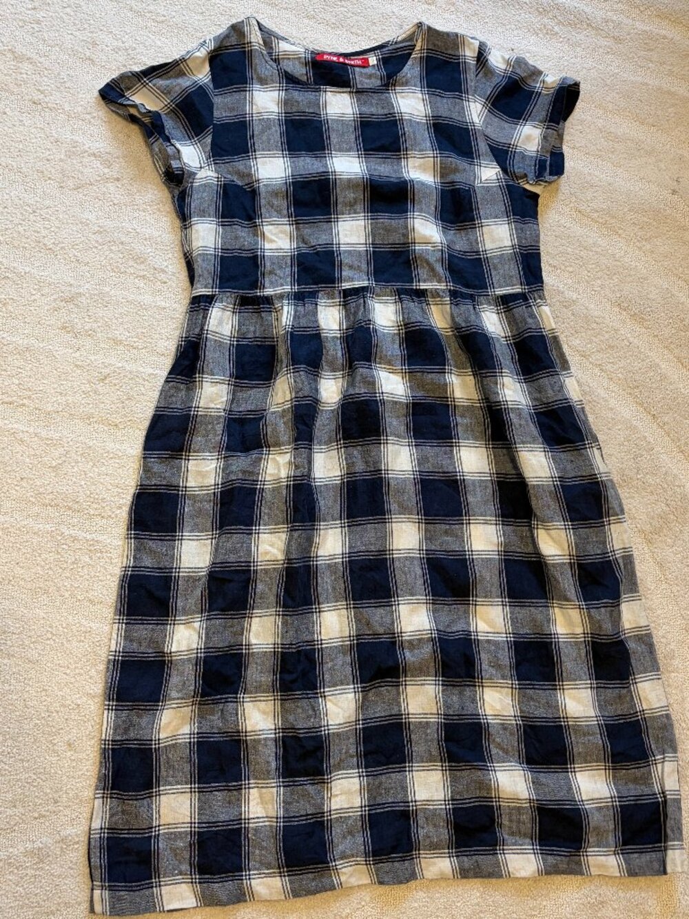 Pyne & Smith No 17 Linen Dress in Brighton Plaid (hemmed -- see measurements)
